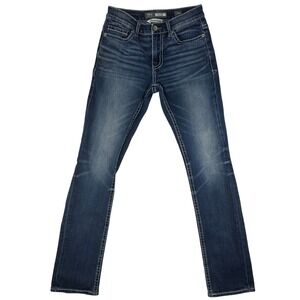 BKE Straight Leg Jeans Mens Alec Regular 28R Dark Wash Denim Blue Cotton Blend